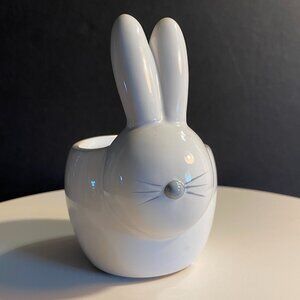 Small White Ceramic Bunny Planter Rabbit - Easter Decor